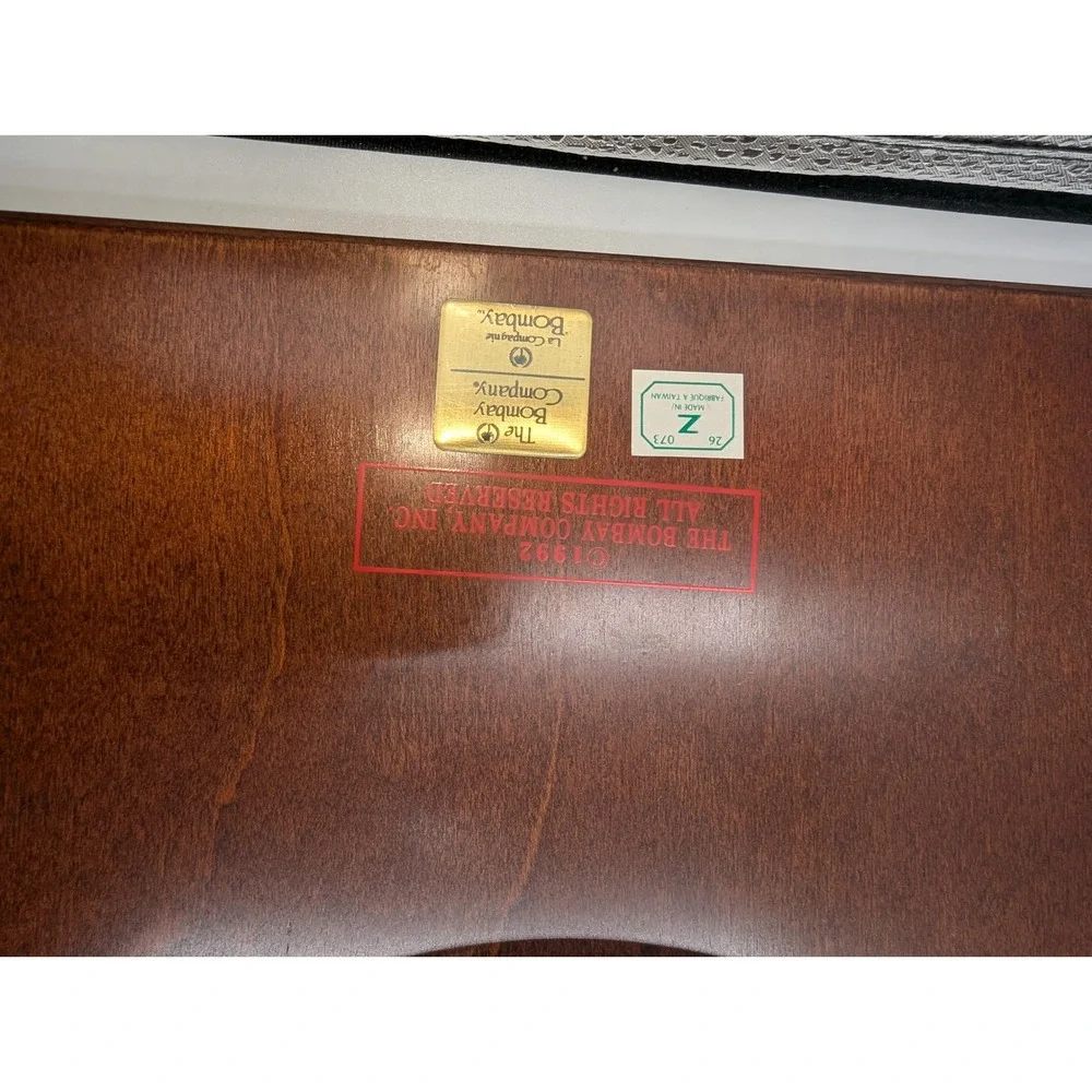 The Bombay Company Lazy Susan Mahogany Wood Rectangular Rotating Tray 1992 XL